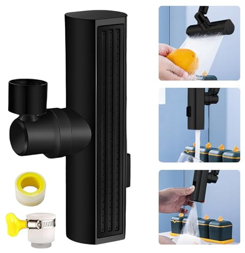TAIZER Robinet de Rallonge Pivotant,Rallonge Robinet Douchette Evier Cuisine Robinet 360 Degres Aérateur Robinet Universel Adaptateur Robinet Orientable Mitigeur (Le Noir)
