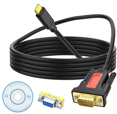 XMSJSIY USB Tipo C a RS232 DB9 Cable de Adaptador de Serie Macho a Macho Conjunto de chipsets PL2303 con Conector de acoplador Hembra a Hembra DB9 para Win11/10/8/8.1/7/XP/Vista - 1.5M / 4.9FT