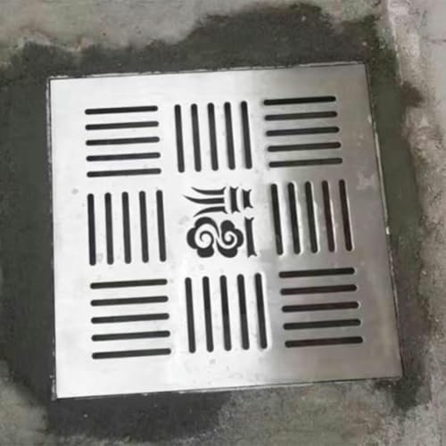 Canaletta Scolo Acqua Piovana Copertura di Scarico in Metallo Quadrata per Cortile, Griglia di Scarico Esterna Rimovibile con Base, Copertura di Scarico Robusta e Artistica per Pavimento in Cemento, F