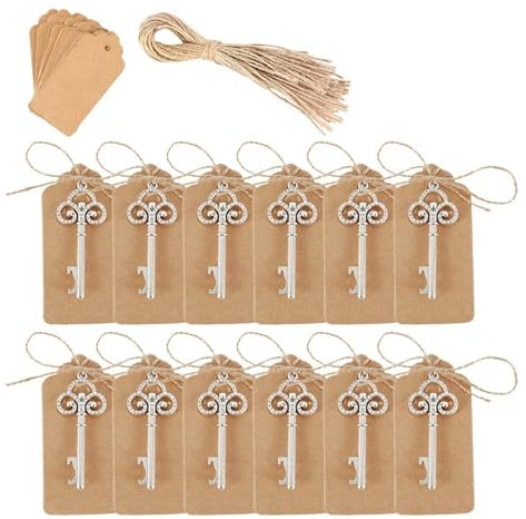 Abrebotellas con llave 50 Uds. Abridores de botellas con tarjeta de etiqueta, cordel de yute, recuerdos de boda Vintage, abridor de botellas, decoración rústica, regalo for fiesta de Festival(50pcs si