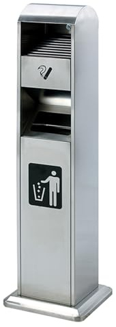 GBPLDMAQ Aschenbecher Edelstahl Zigaretten-Mülleimer für Draußen, Standaschenbecher Wasserdichter Boden, Stabiler Standfuß, Großes Fassungsvermögen(White)