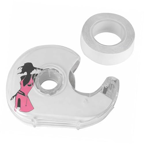 AKOOSY Nastro Biadesivo Per Vestiti e Da Donna, Adesivo Antiscivolo Ipoallergenico, Rotolo Da 5 m Dispenser, Per Abiti Da Festa, Matrimonio e Uso Quotidiano