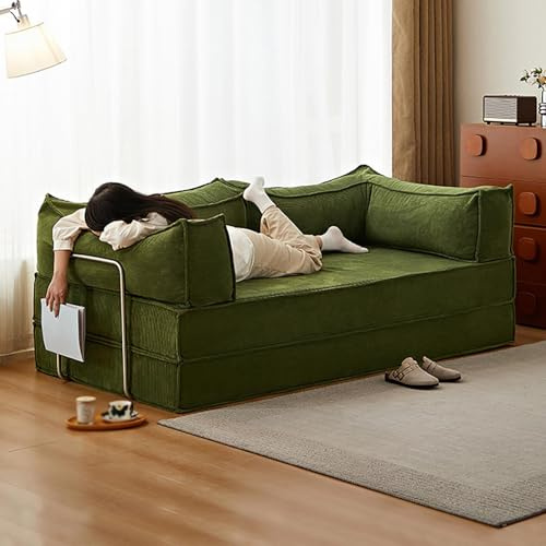 Anpassa vad du behöver bekväm konvertibel hopfällbar bäddsoffa – Loveseat bäddsoffa med armstöd för vardagsrum, sovrum, lounge, studio (grön, 150 cm)