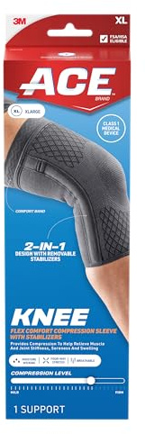 ACE Brand Flex Comfort Compression Knee Sleeve with Stabilizers 208703, XLarge