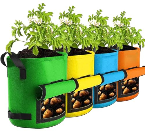 Raypontia Lot de 4 Sacs de Culture pour Pommes de Terre, pour Carottes, balcons, Jardins Respirants
