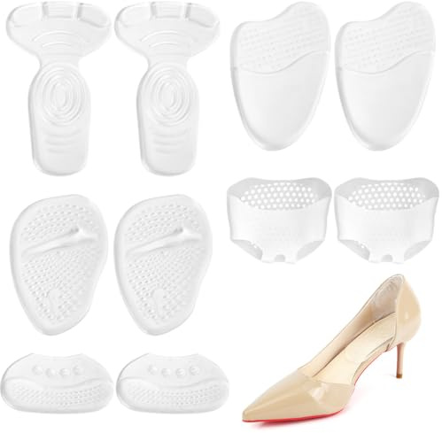 10pcs Coussinet pour Talon Haut, Gel Coussin Plante Pied Coussinets Métatarsiens Transparents Coussinets la Plante du Pied pour Chaussures Trop Grandes Femmes Antidérapants Adhésif Puissant