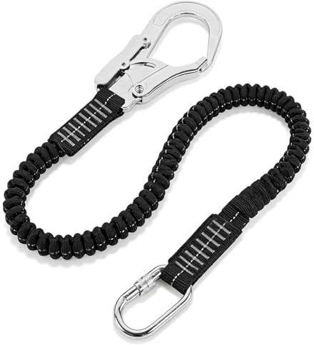 HERCHR Safety Lanyard with Snap Hook, 25KN Webbing Safety Fall Protection Elastic Retractable Climbing Tree Strap Harness for Outdoor