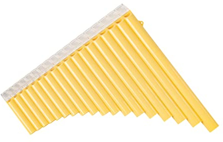 Tomvorks 18 Rohre Pfanne Flöte, C-Ton und eine Breite Palette von G-G3, ABS-Panpipes mit Tragetasche für Chinesisches Traditionelles Holzblaseninstrument (Gelb)