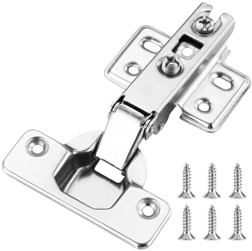 8 PCS Hinges for Kitchen Cupboard Door-3D Soft Close Adjustable Hinge for Cabinet,Wardrobe,Full Overlay & Inset Nickel Concealed Hinges Hardware (Full Overlay)