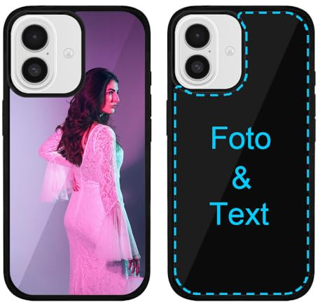 MXCUSTOM Personalisierte Handyhülle für Apple iPhone 17, Benutzerdefiniert Kratzfest Gehärtetes Glas Weicher Stoßfänger Hülle mit Eigenem Foto Bild Text Individuelle Schutzhülle(GHS-BK-P1)