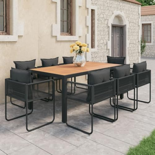 SKTQYQO 9-teiliges Gartenmöbel-Set aus Rattan, PVC, Schwarz und Braun, Gartenmöbel-Set, geeignet für Balkone