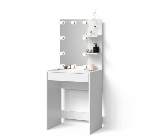 Livinity Schminktisch NOLA, Weiß, 60 cm | mit LED Beleuchtung