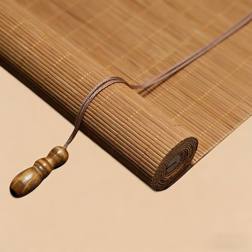 Customizable Bamboo Blinds 45-160cm Wide Natural Bamboo Roller Blinds Breathable/Sun Protection/Privacy Roll Up Window Roller Shades With Lifter Roman Blinds Easy To Install