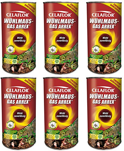 6 x 250 g Celaflor Wühlmaus-Gas Arrex Maulwurf Vergrämungs Vertreibungsmittel