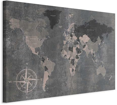 murando - Pinnwand Landkarte Karte Reise, 90x60 cm, Geschenkidee, Büro | Kombiniert Pinnwand und Wandbild, praktisch und dekorativ, ideal fürs Büro oder Wohnzimmer, inspirierend, langlebig, stilvoll