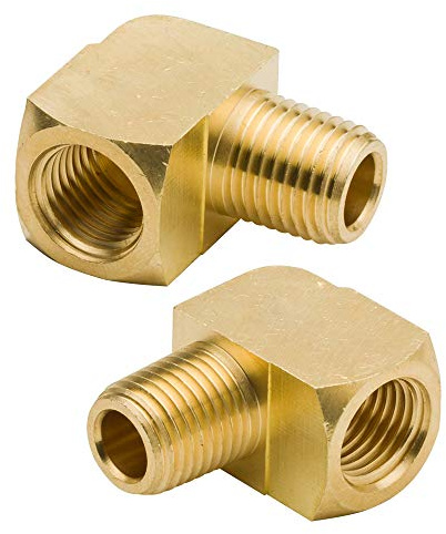 Legines Brass Barstock Pipe Fitting, 90 Degree Street Elbow 1/8 NPT Male x 1/8 NPT Female (Pack of 2)