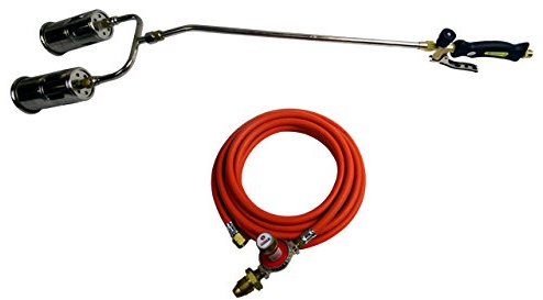 BRENNER Dual Head Propane Weed Burner Torch Kit – Heavy Duty Roofing Blow Torch with 4 Bar Adjustable Regulator & LPG Hose – Patio Weed Burner, Driveway Weed Killer, Plumbing Torch & Outdoor Heating