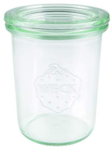 Weck 760 Sturzglas 160 ml (Hochwertiges Einweck, Einmach Glas mit Glasdeckel; zum Einkochen; Hitzebeständig; Mikrowellengeeignet; Backofengeeignet; Rundrandglas) 12 Stück durchsichtig