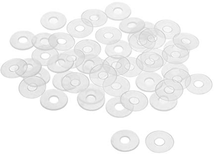 sourcing map Nylon Planas Arandelas M4 13mm DE 4mm DI 1mm Grosor Sellado Junta para Grifo Tubería Agua Manguera, Transparente, Paquete De 50