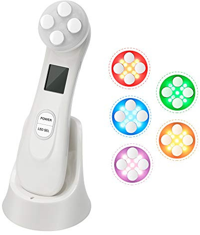 JIUJ Ultrasonic Beauty Device,high Frequency Facial Machine&5in1 Ultrasonic Red Led Light Theragy And 6 Modes Face Massager For Skin Care Facial Cleaner Anti-aging Anti-wrinkle White [Boxed]