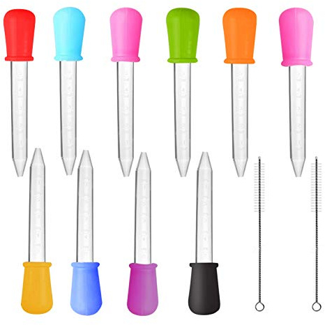 10 PCS Silicone Plastic Droppers Pipettes 5ML Liquid Droppers Transfer Pipette Dropper Eye Dropper Pipette Kids Children Baby Medicine Dropper With 2 Cleaning Brushes For Candy Gummy Mold Wax Melts