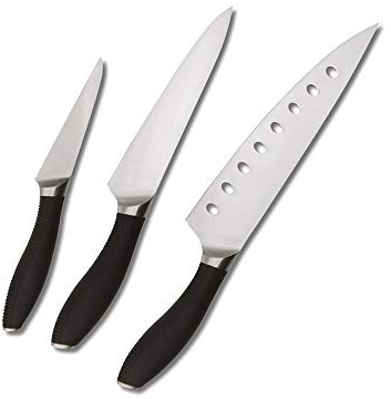 Circulon - 3 Piece Knife Set - Japanese Stainless Steel - Non Stick Blades - Textured Handles - Professional Knife Set, Silver