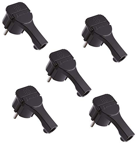 Electraline 92400 Schuko-Stecker, flach, schwarz, 5 Stück