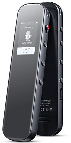 Registratore vocale digitale da 32 GB, dittafono audio professionale da 3072 Kbps con lettore MP3, dispositivo di registrazione audio stereo HD portatile, registratore ad attivazione vocale con