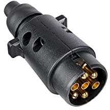 BEIJISTAR Prise Remorque 7 Broches, Selon ISO 1724, 12V Étanche Connecteur Prise Attelage Remorque 7 Broches Mâle, pour Caravane RV Voiture Bateau (Bottes en Caoutchouc)