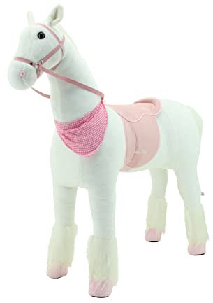 Sweety Toys 13876 plysch ståhäst stabil robust XXL häst höjd 130 cm häst ridhäst vit med stålbas
