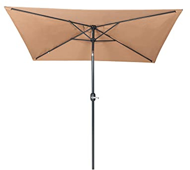 paramondo parajuna Sonnenschirm Kurbelschirm Knickbar, Stabiler Stahlmast, wasserabweisende Bespannung, Rechteckig, 2,3 x 1,3 m, Creme
