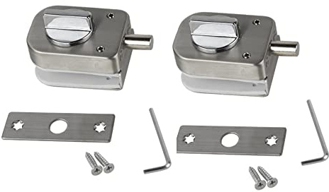 ZONADAH - Set di 2 serrature per porta in vetro di alta qualità in acciaio inox 304, con chiusura a leva per pavimento, per bagno, toilette, negozio, porte in vetro senza cornice, quadrate