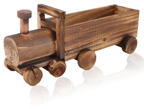 Cyrank Maceta de Madera, Caja de macetas suculentas con Forma de Tren, Caja contenedora de Plantas para Interiores, Exteriores, hogar, Oficina, jardín, decoración