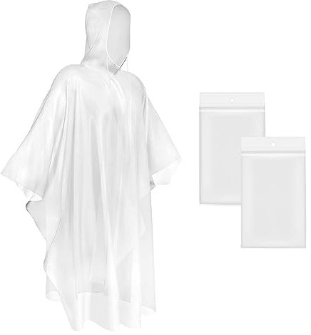 Okydoky Regenponcho mit Kapuze(Transparent,2 Stück) Kordelzug Kapuze und Dickeres Material, Wasserdicht Einweg Regenjacken für Festivals, Konzert, Wandern, Radfahren, Camping, Outdoor(Poncho,2).DE