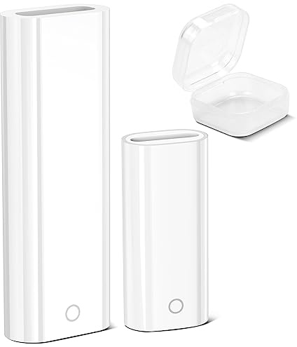 iMangoo Bluetooth USBC für Apple Pencil 1 Adapter+für Lightning Ladeadapter | USB-C-auf-iPencil-Adapter zum Laden, Bluetooth-Kopplung für Apple Pencil 1st Gen für iPad 10 (2 Stück,Weiß+Transparente Box）