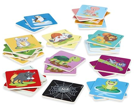 Dal - Memo Animals, Watch Out The Spider. Holz-Memory-Spiel mit 32 Karten. Geeignet für Kinder 3+