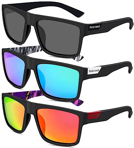 Firtink 3pcs Mens Sunglasses, Polarised Sunglasses Sun Glasses Outdoors Sports Golf Fishing Eyewear sunglasses for Mens