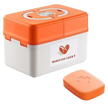 Medizinkoffer Tragbar mit Einlegefach,Medikamente Aufbewahrung,Hausapotheke Box,Apothekenbox,Medizinbox 3 Ebene Medizinkoffer Erste Hilfe Koffer mit Tragegriff,Bastelbox,Lagerung von Kosmetika