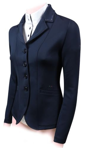 Horses Giacca Gara Donna Evelyn, Giacca da Concorso, Tessuto Tecnico, Ottima vestibilità, Elegante e Leggera, Confortevole, Ideale per Gara (42, Blu)