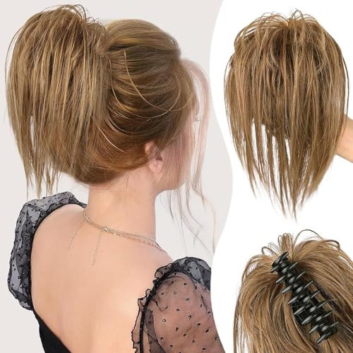 RPAEOY Kurzer Pferdeschwanz Haarteil mit Klammer Clip Zopf Haarverlängerung Pony Haarstück Echthaar Look Haarverdichtung