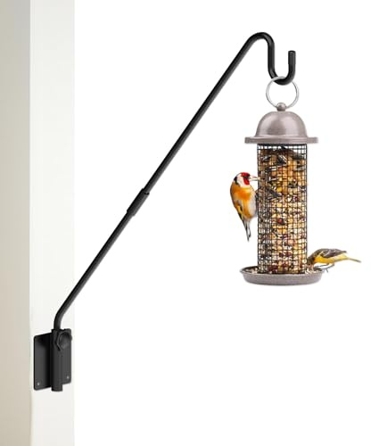 Monalife Deckhaken, Wandmontage, verlängerter Pflanzenaufhänger für den Außenbereich, Vogelfutterstation, Metallzaun, Schäferhund, Halterung zum Aufhängen von Kolibri-Futterspender, Pflanzgefäß