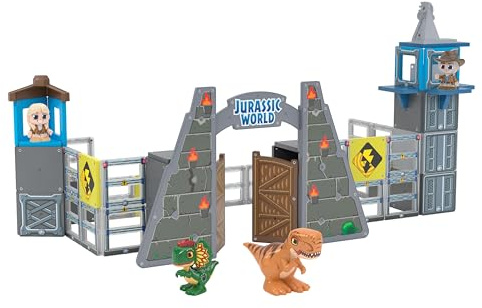 Tile Town Jurassic World Gate Escape Magnetic Tiles Construction Building Set and Figures, Kids 3-5+, New ACTION TILES for Action Play, Realistic Builds, STEM Creative Toy