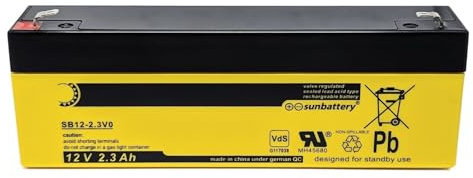 Sunbattery Sun Battery SB12-2.3V0 - Batteria al piombo AGM con VDs, 12 V, 2,3 Ah