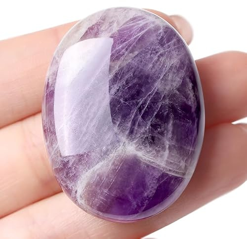 AWARDSEN Amethyst Kristall Oval Heilung Kristalle, Violett Natürlichen Edelstein Daumen Sorge Stein für Wiccan Lieferungen, Angst Stressabbau, Home Dekoration, Balancing Meditation Zubehör
