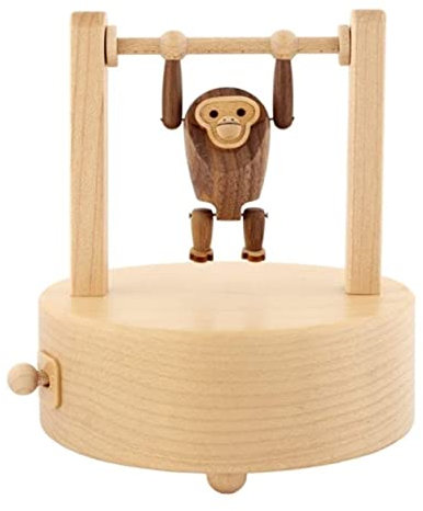 ASHSDI Spieluhr Musikbox, Sportliche Affen-Spieluhr Kreative Drehbare Spieluhr Aus Holz Für Weihnachten Und Geburtstag Musikspieluhr Spieldose (Color : A, Size : 11 * 11 * 13cm)