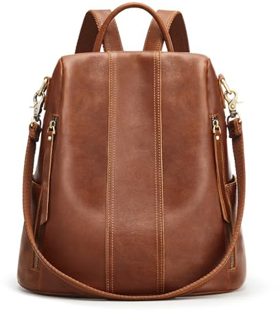 S-ZONE Damen Rucksack Wasserdicht Weiches Echtleder Anti Diebstahl Mode Schultasche Handtasche Casual Daypack Schulranzen Schultaschen Schulrucksäcke für Arbeit