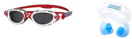 Zoggs Original Predator Flex Polarized Adult Goggles & Aqua Plugz, Ear Plugs for Swimming, Reusable Silicone Ear Plugs (packaging may vary) Blue 14+ Years