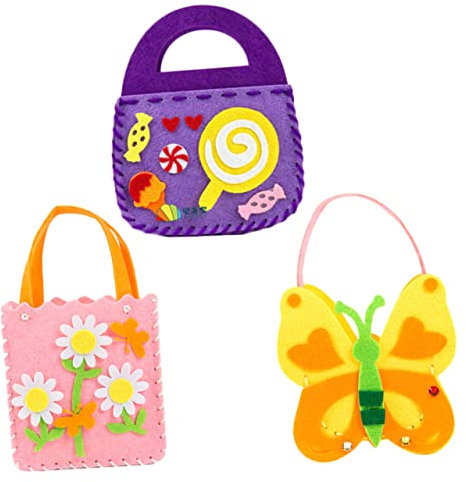 Gogogmee 6stücke Umhängetasche Diy Cartoon-geschenktasche Kindertasche Umhängetasche Vlies-materialtasche Kreative Handgefertigte Tasche Modische Platz Für Kleine Spielzeuge Süßigkeiten