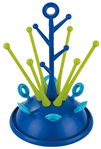 Babyflaschen-Abtropfgestell, Brustwarzentrockner, niedliche Baumform, Becherhalter, Säuglingsfütterungsregal, Babyzubehör Flaschenhalter, abnehmbar, leicht zu reinigen, blau
