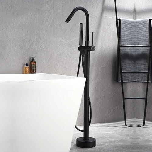 XJTNLB Rubinetto Vasca da Bagno con Doccetta Nero Rotazione a 360° Miscelatore Doccia con Deviatore Rubinetto da Terra-B